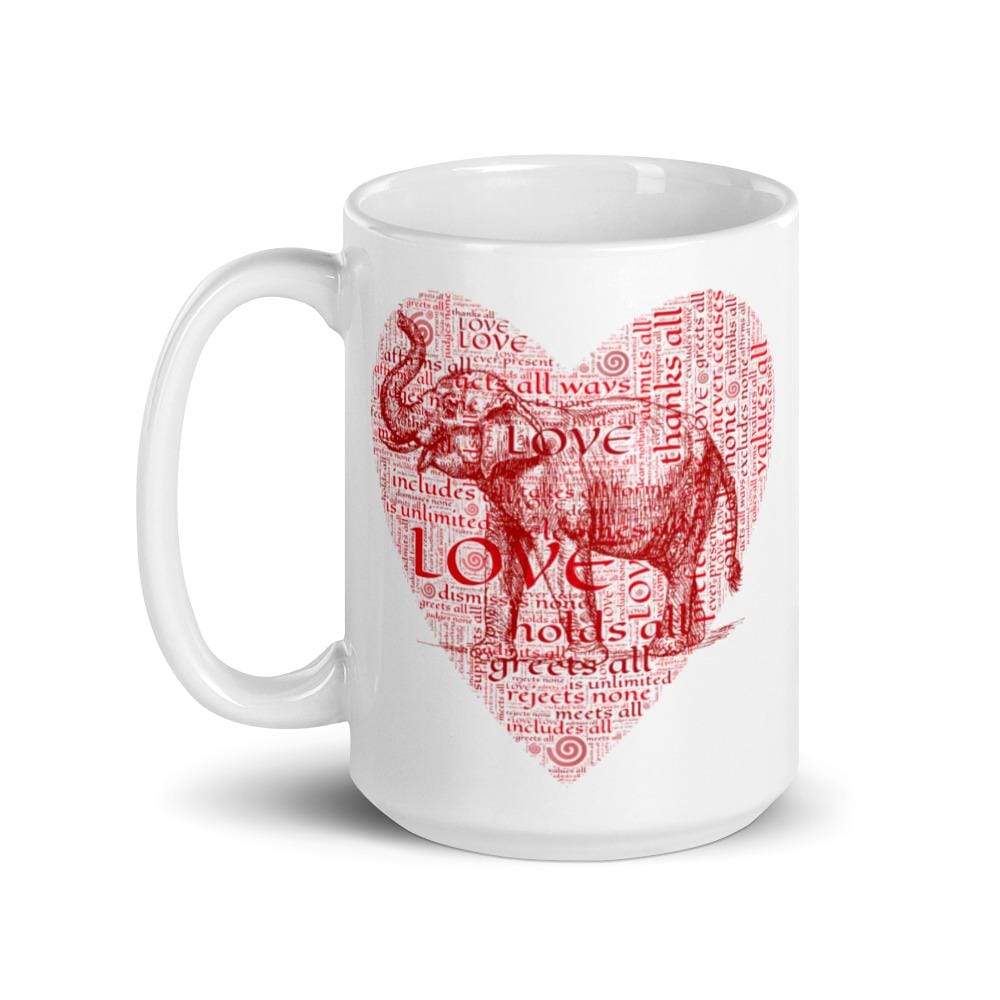 Valentine Asian Elephant with LOVE Typography Mug Coffee Mug