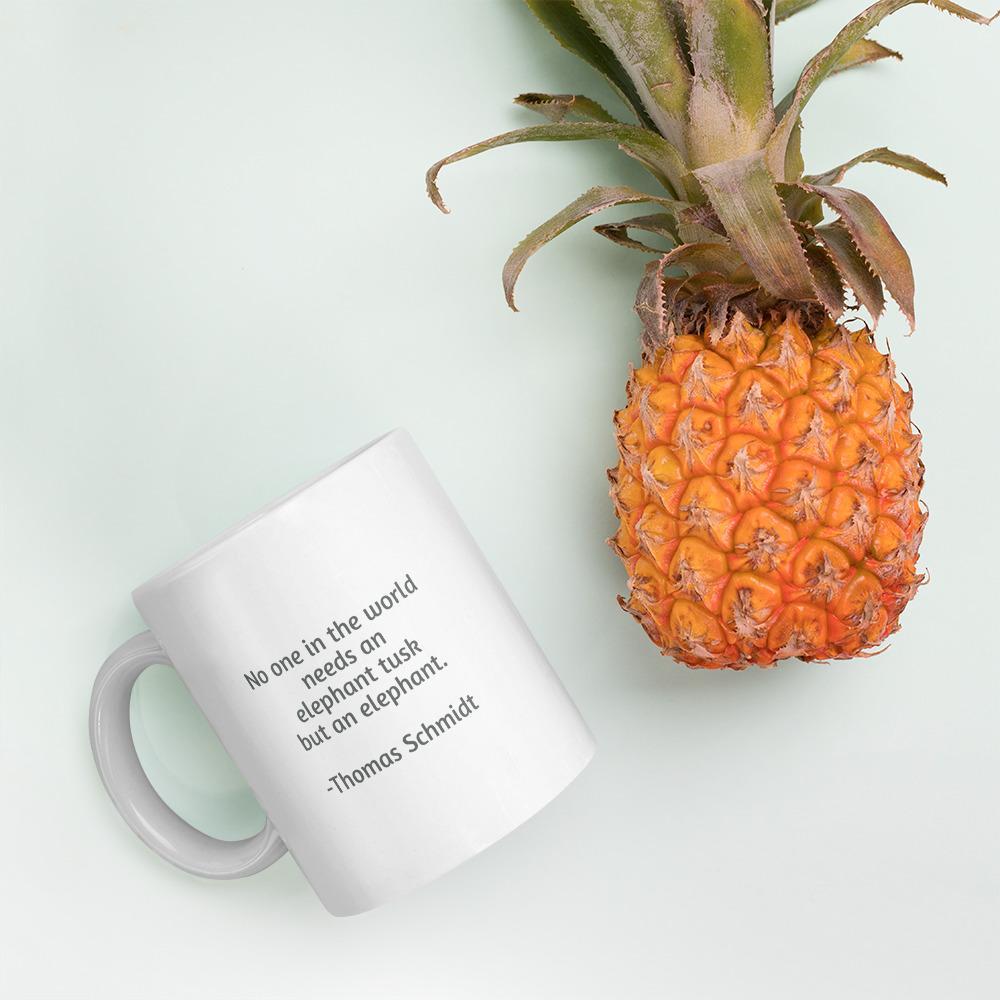 White 'Save the Tusks' Mug - Elephant Footprints