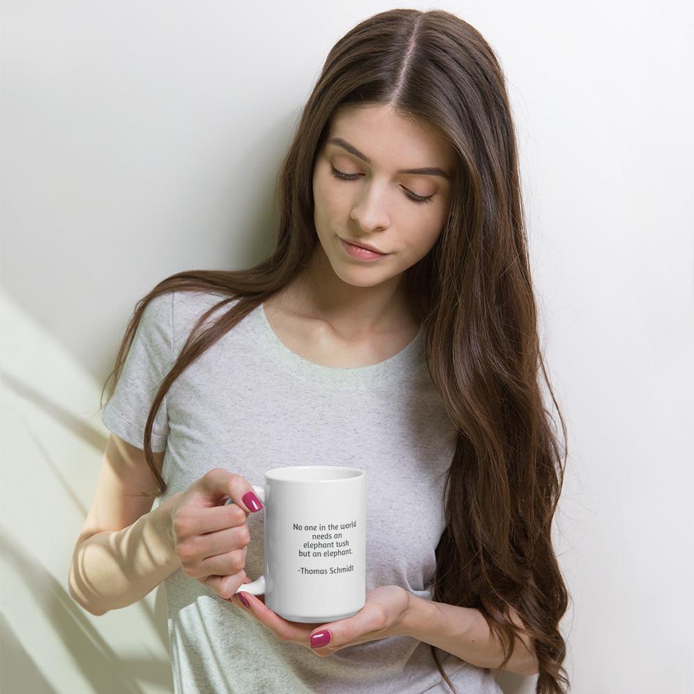 White 'Save the Tusks' Mug - Elephant Footprints