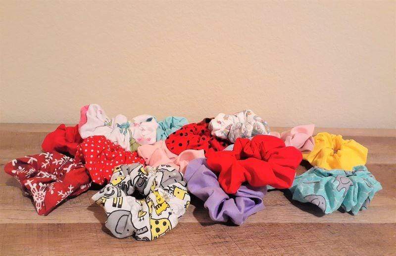 White Snowflakes + Bright Red Scrunchies - Set of Two Scrunchies