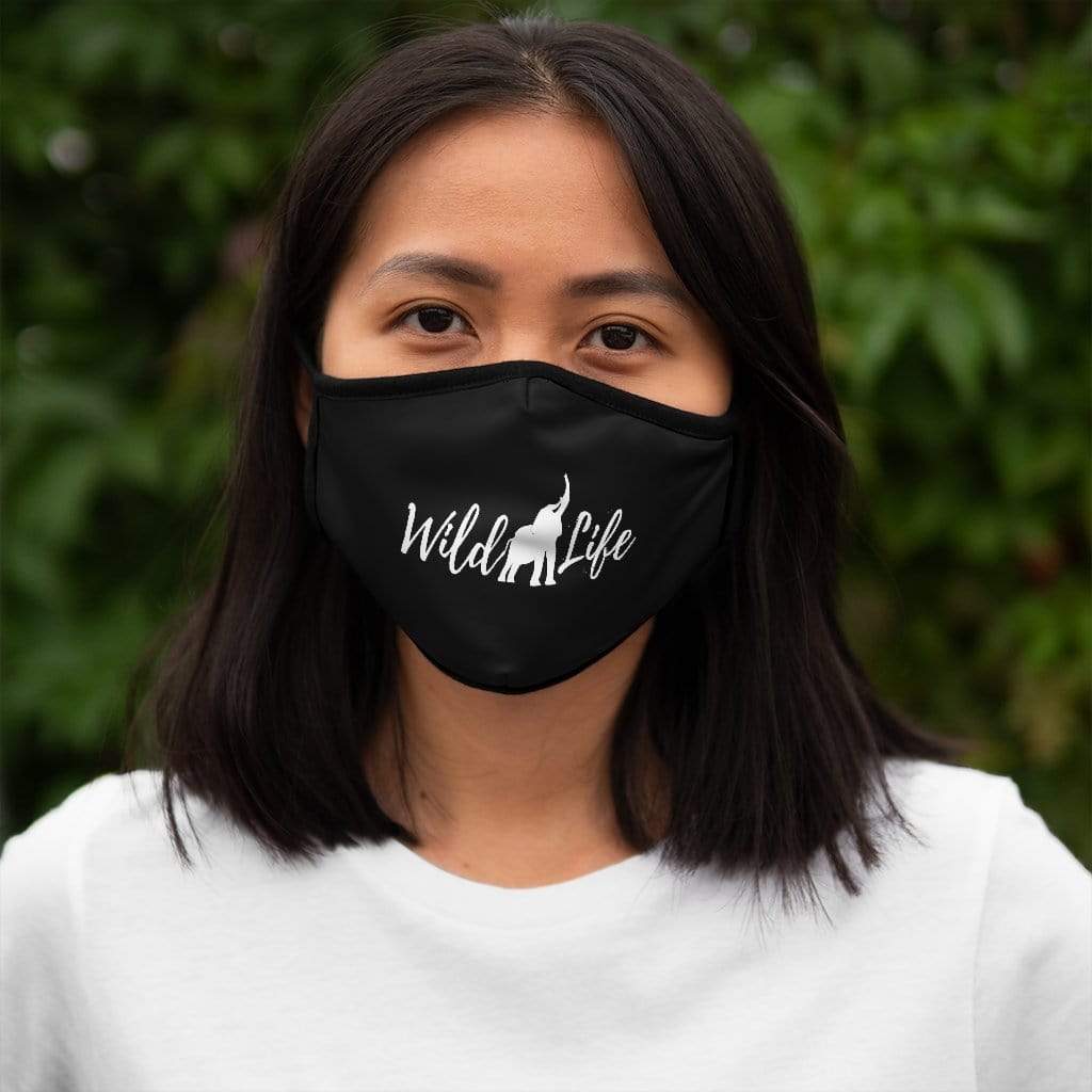 Wildlife Elephant Fitted Polyester Face Mask - Black Elephant Face Covering Face Mask One size