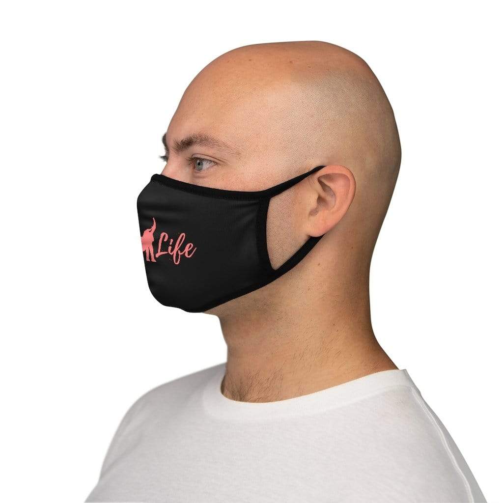 Wildlife Elephant Fitted Polyester Face Mask - Black Face Covering with Pink Elephant Accessories One size