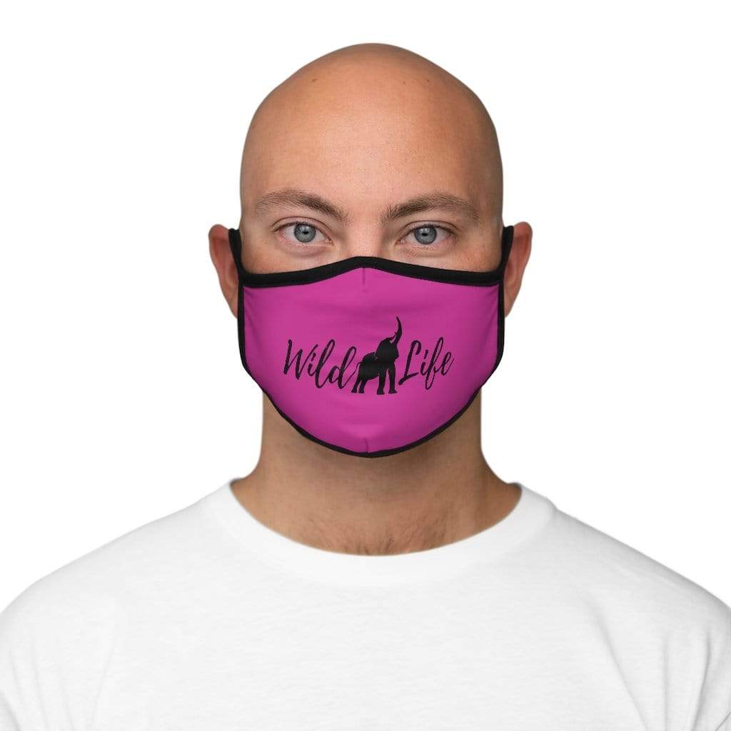 Wildlife Elephant Fitted Polyester Face Mask - Purple Face Covering with Black Elephant Accessories One size