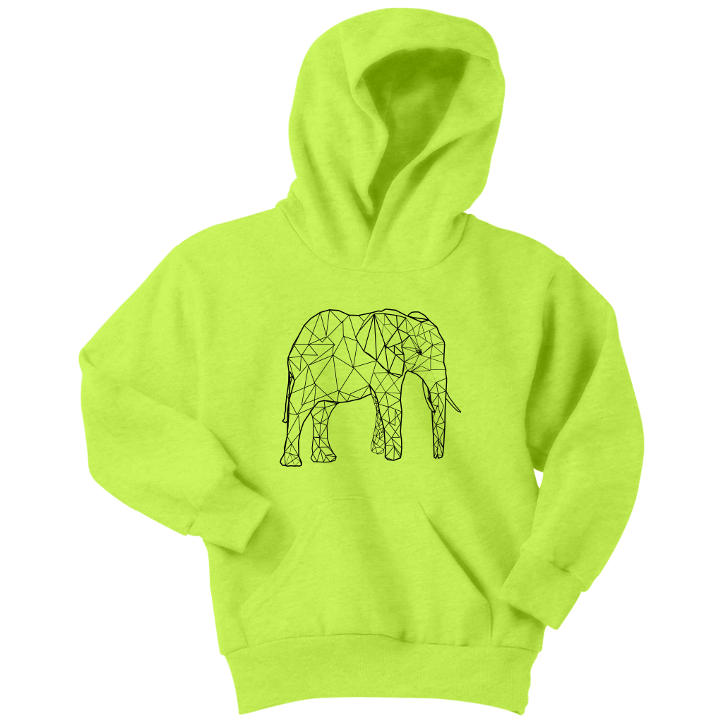 Youth Geometric Elephant Hoodie Youth Hoodie Youth Hoodie / Neon Yellow / XS